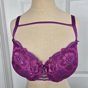 Cacique Lane Bryant Purple Lace Boost Balconette Bra Size 36DDD  Full Coverage